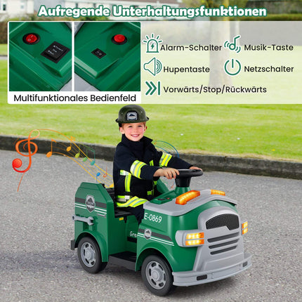 Kids' 12V Ride-On Fire Truck with Toy Extinguisher