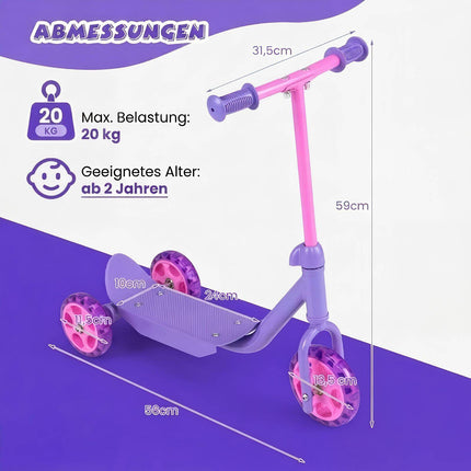 Kids 3-Wheel Scooter with LED Wheels, Purple