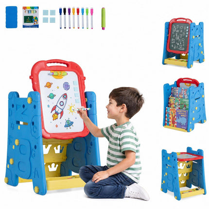 Kids 3-in-1 Art Easel with Magnetic Board, Blue