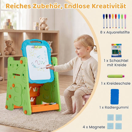 Kids 3-in-1 Art Easel with Magnetic Board, Green