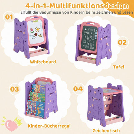 Kids 3-in-1 Art Easel with Magnetic Board – Pink
