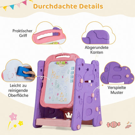 Kids 3-in-1 Art Easel with Magnetic Board – Pink