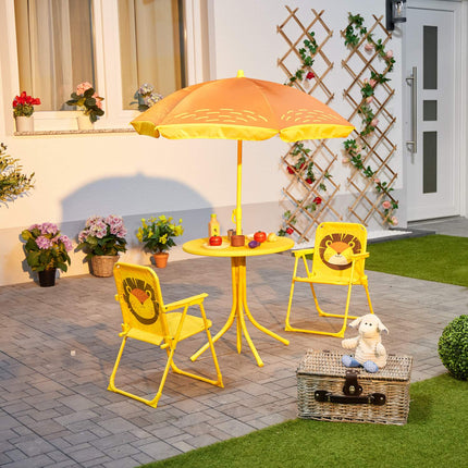 Dětský 4dílný kempingový nábytek se slunečníkem