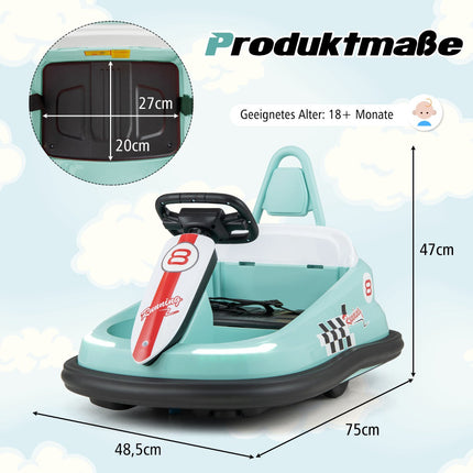 Dětské elektrické narážecí autíčko 6V – otáčení 360°, světla, hudba