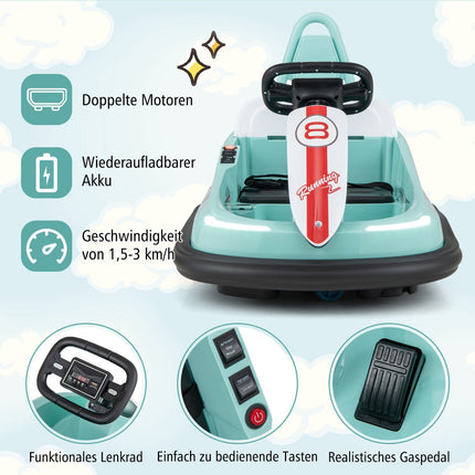 Dětské elektrické narážecí autíčko 6V – otáčení 360°, světla, hudba