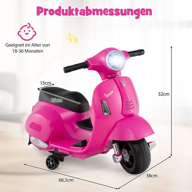 Dětská elektrická motorka 6V s LED světlometem, růžová