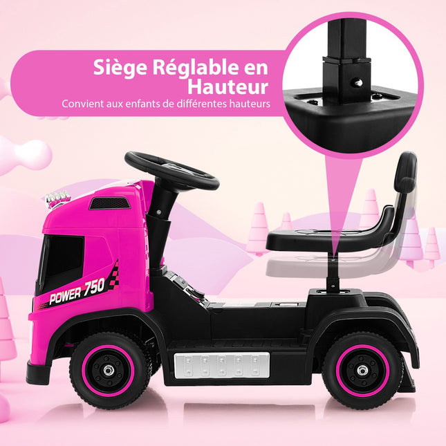 Kids 6V Electric Ride-On Truck, Adjustable Seat, Pink