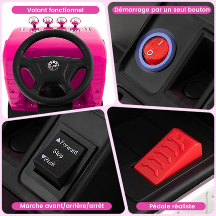 Kids 6V Electric Ride-On Truck, Adjustable Seat, Pink