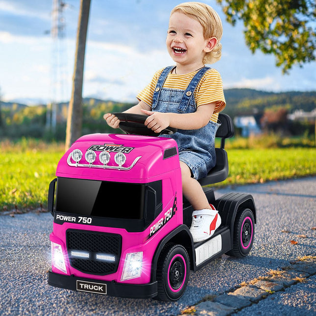 Kids 6V Electric Ride-On Truck, Adjustable Seat, Pink