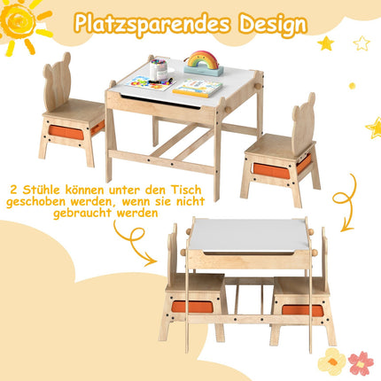 Dětský hrací stolek s židlemi panda, design 4v1