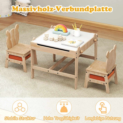 Dětský hrací stolek s židlemi panda, design 4v1