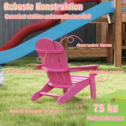 Dětské křeslo Adirondack, HDPE, ergonomická opěrka, růžová