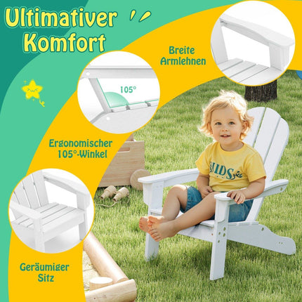 Dětské křeslo Adirondack, HDPE, ergonomická opěrka, bílá