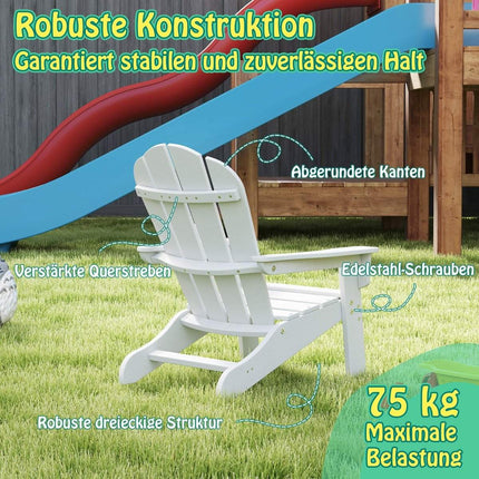 Dětské křeslo Adirondack, HDPE, ergonomická opěrka, bílá