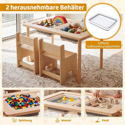Kids Adjustable Activity Table & Chair Set, Natural Wood
