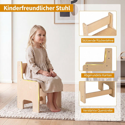 Kids Adjustable Activity Table & Chair Set, Natural Wood