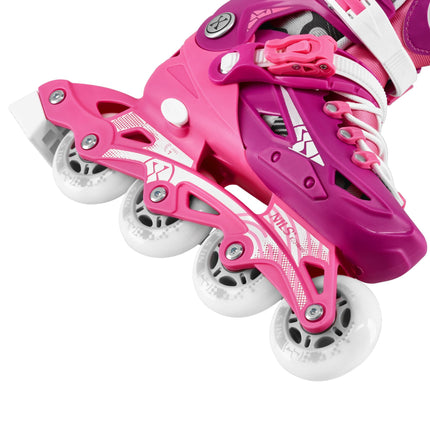 Kids Adjustable Inline Skates, Pink, Size 31–34