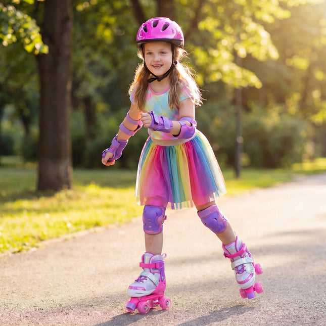 Verstelbare rolschaatsen voor kinderen, met lichtgevende wielen, roze