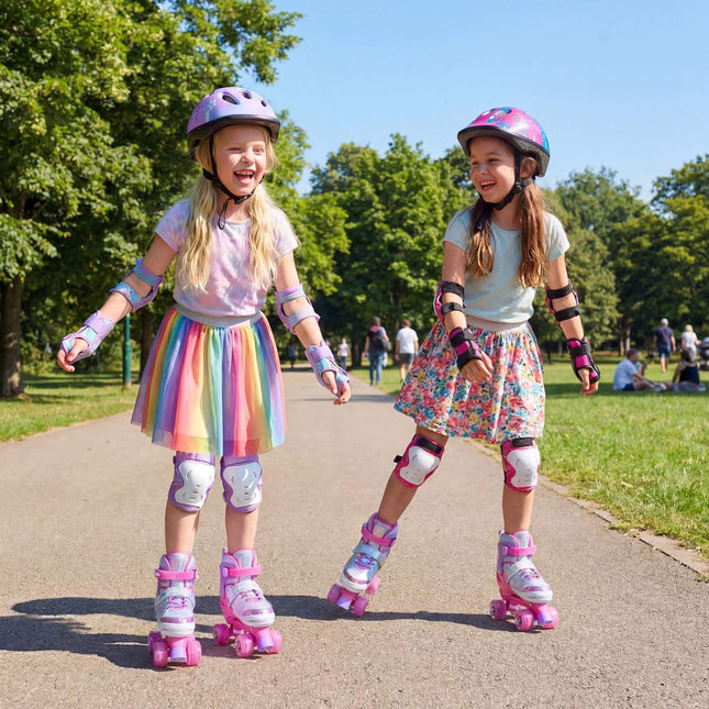 Verstelbare rolschaatsen voor kinderen, met lichtgevende wielen, roze