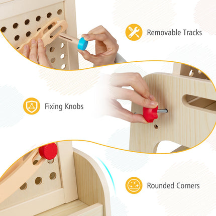 Kids Art Easel with Magnetic Whiteboard & Marble Run Game