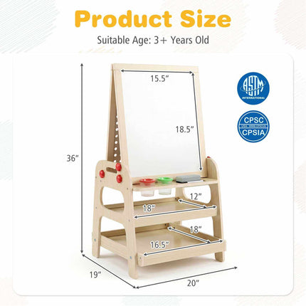 Kids Art Easel with Magnetic Whiteboard & Marble Run Game