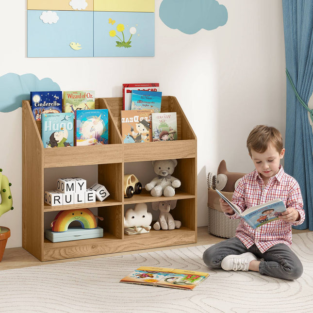 Kinderboekenplank, displayrek met 3 lagen en 4 vakken