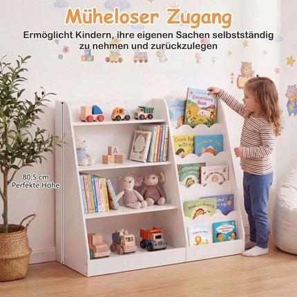 Kids Bookshelf & Toy Organizer with 5 Scalloped Tiers