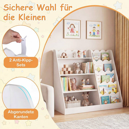 Kids Bookshelf & Toy Organizer with 5 Scalloped Tiers