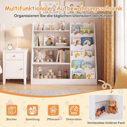 Kids Bookshelf & Toy Organizer with 5 Scalloped Tiers