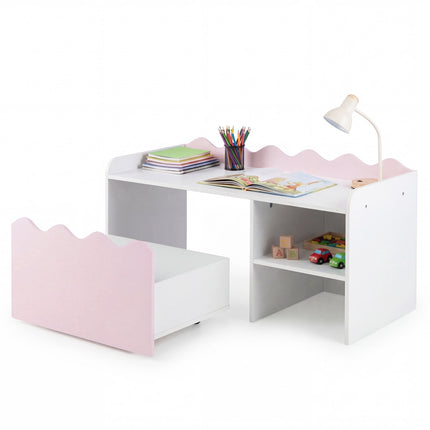 Kids Bookshelf & Toy Organizer with Movable Drawer - Pink