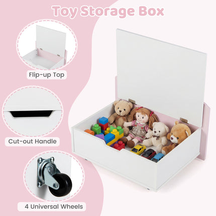 Kids Bookshelf & Toy Organizer with Movable Drawer - Pink
