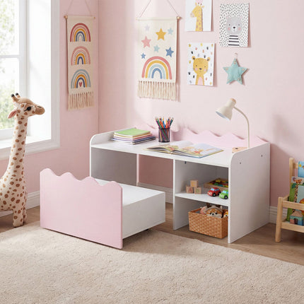 Kids Bookshelf & Toy Organizer with Movable Drawer - Pink