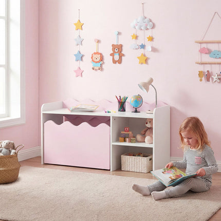 Kids Bookshelf & Toy Organizer with Movable Drawer - Pink