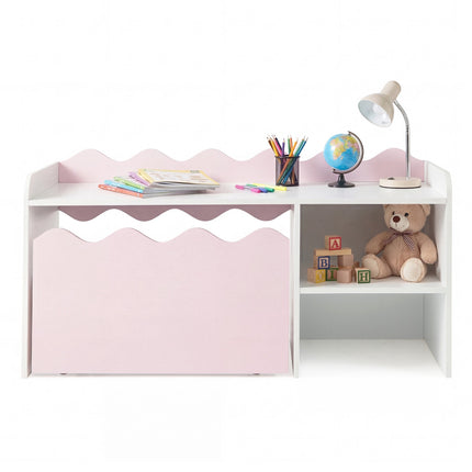 Kids Bookshelf & Toy Organizer with Movable Drawer - Pink