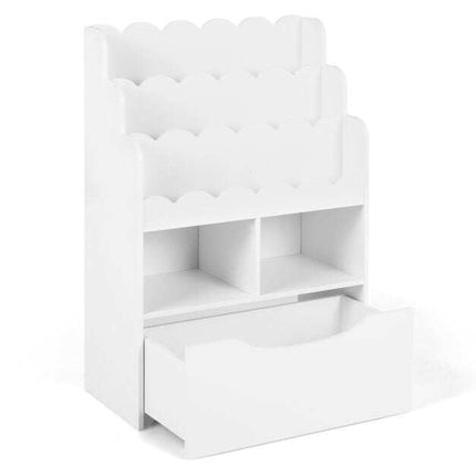 Kids Bookshelf with 5-Tier Storage and Rolling Drawer