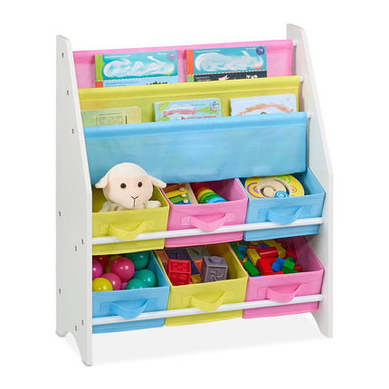 Dětská knihovna se 6 látkovými úložnými boxy