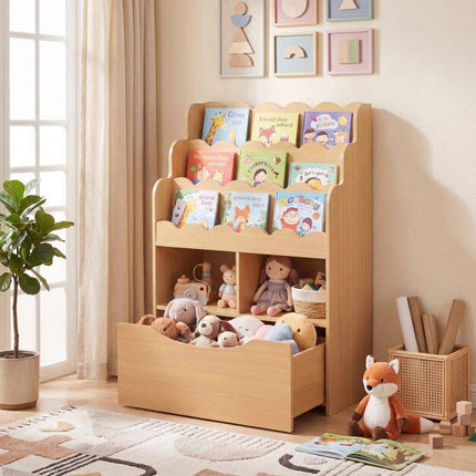 Kids Bookshelf with Toy Storage, 5-Tier Wooden Bookcase