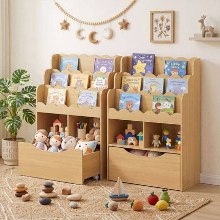 Kids Bookshelf with Toy Storage, 5-Tier Wooden Bookcase