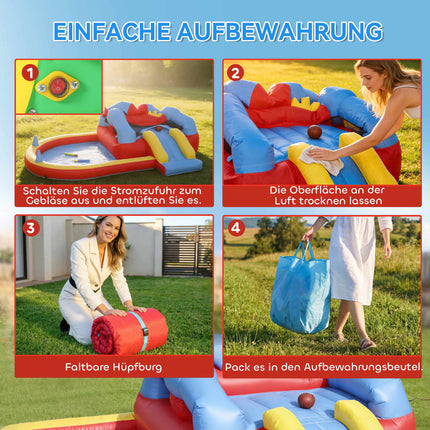 Kids Bounce House with Slide, Pool, Basketball, 350W Blower