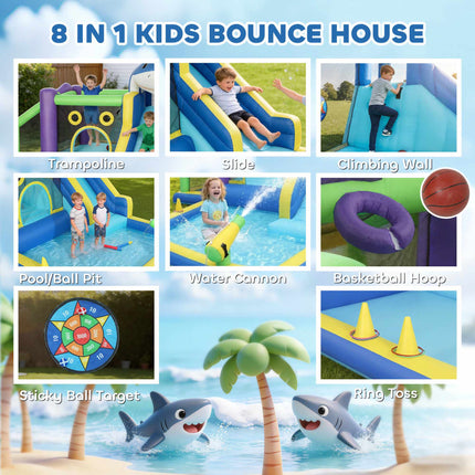 Kids Bounce House with Slide & Water Cannons, 8-in-1 Fun