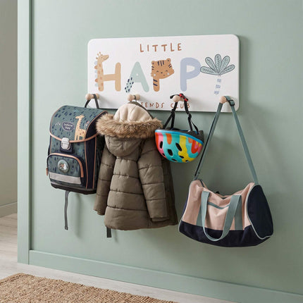 Kids' Coat Rack, 4 Hooks, MDF & Pine, 20x40 cm