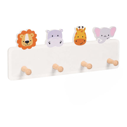 Kids' Coat Rack with 4 Hooks, 15 x 38 cm, MDF & Pine