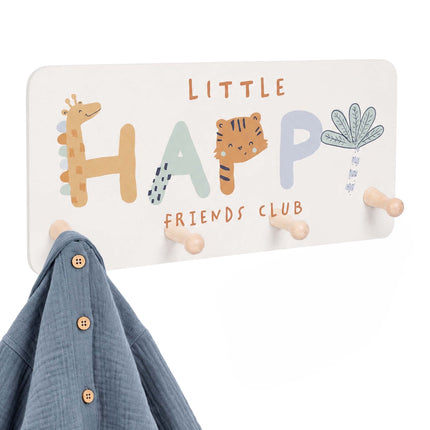 Kids' Coat Rack with 4 Hooks, 20x40 cm, MDF/Pine