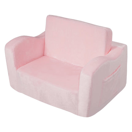Kids Convertible Sofa Chair, Fold-Out Lounger, Pink
