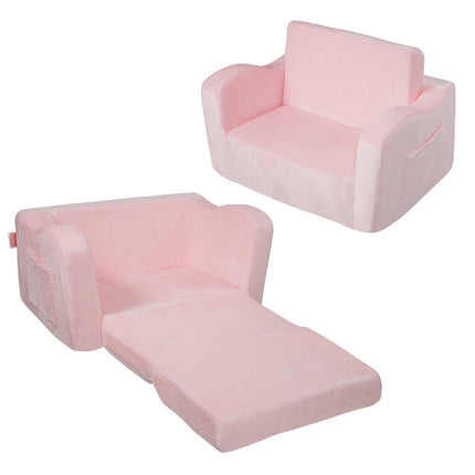Kids Convertible Sofa Chair, Fold-Out Lounger, Pink