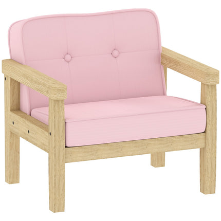 Kids Corduroy Chair, Foam, Wood Legs, 3-8 Years, Pink