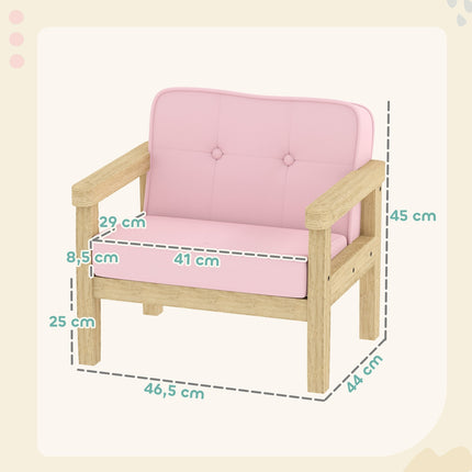 Kids Corduroy Chair, Foam, Wood Legs, 3-8 Years, Pink