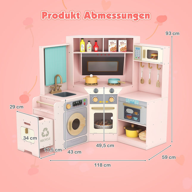 Dětská rohová dřevěná kuchyňka se světly a zvuky