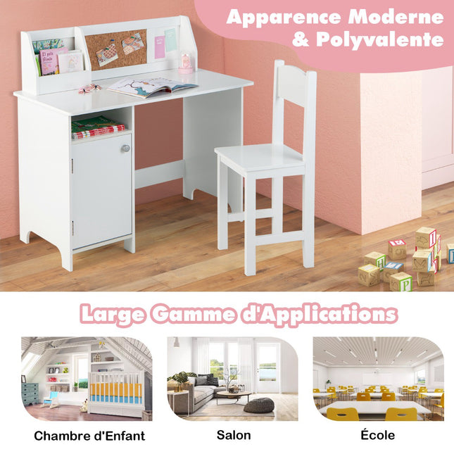 Kids Desk and Chair Set, Whiteboard, Storage Cabinet, Ages 3+