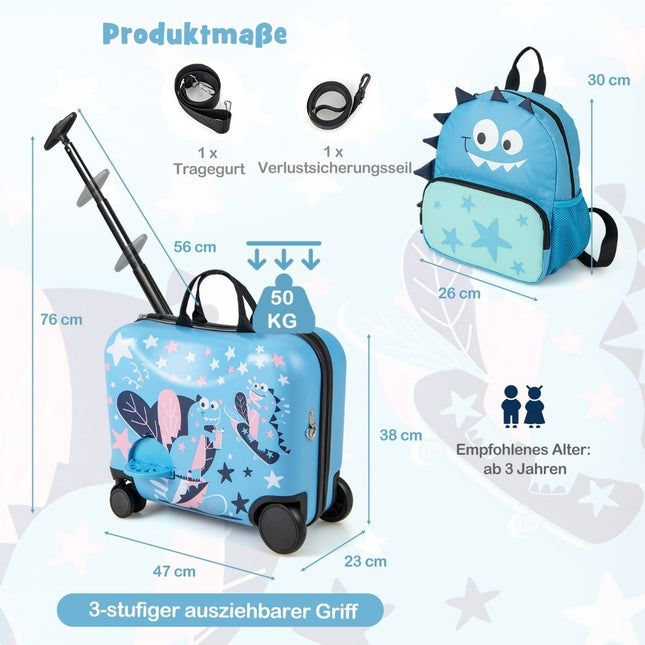Dětský cestovní set s dinosaury a batohem, 12"+18"